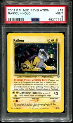 PSA 9 Raikou Holo 13/64 Neo Revelation 2001 Pokemon Card MINT - Image 1