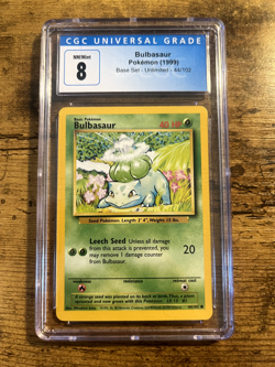 Pokemon TCG Bulbasaur 44/102 Base Set Graded CGC 8 NM Mint Excellent Condition - Image 1