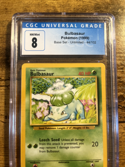 Pokemon TCG Bulbasaur 44/102 Base Set Graded CGC 8 NM Mint Excellent Condition - Image 3