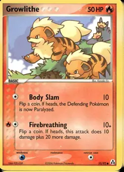 Growlithe 55/92 Common EX Legend Maker Pokemon - Image 1