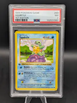 1999 POKEMON BASE SET 1ST EDITION SHADOWLESS #63 SQUIRTLE PSA 7 - Image 1