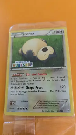 Build a Bear Pokemon Card Snorlax Promo Trading Card 80/106 TCG SEALED STAMPED - Image 1