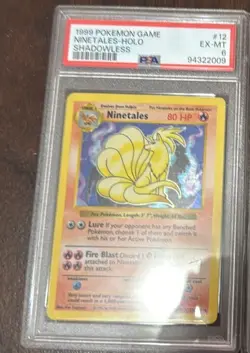 Pokemon TCG Base Set Shadowless Ninetales 12/102 Black Flame Variant PSA 6 - Image 1