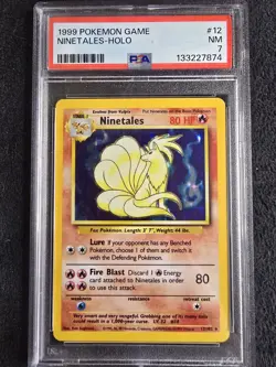 1999 POKEMON BASE SET UNLIMITED NINETAILS 12/102 HOLO PSA 7 - Image 1
