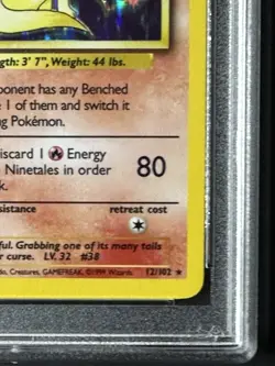 1999 Pokemon Base Set Unlimited Ninetales Holo PSA 9 Mint 12/102 - Image 5