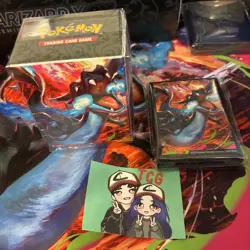 Pokemon Phantasmal Flames Mega Charizard X UPC Trading Card Sleeves and Deck Box - Image 1