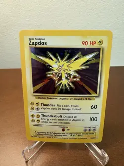 Pokemon TCG Zapdos Base Set Holo Unlimited Rare Card 16/102 LP Condition - Image 1