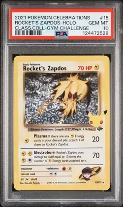 2021 Pokemon Celebrations ROCKET'S ZAPDOS Holo PSA 10 15/132 - Image 1