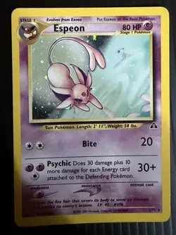 Pokemon Espeon 1/75 Neo Discovery Holo Rare Unlimited English 80 HP - Image 1