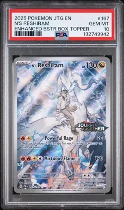 2025 Pokemon EN Journey Together N's Reshiram Stamped Box Topper #167 PSA 10 - Image 1