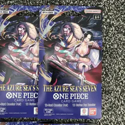 One Piece TCG The Azure Sea's Seven 10 Sleeved Booster Packs In Hand English - Image 2