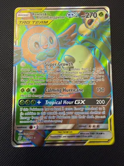 Pokemon Card Rowlet & Alolan Exeggutor GX 214/236 Unified Minds Tag Team NM - Image 1