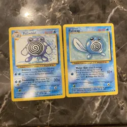 Shadowless Poliwag 59/102 & Poliwhirl 38/102 Base Set Vintage WOTC Pokemon TCG - Image 1