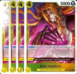 One Piece TCG - 4er Playset - OP10-109 Basil Hawkins R/NM/EN - Image 1