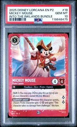 2025 DISNEY LORCANA EN P2-PROMO #18 MICKEY MOUSE INTO THE INKLANDS PSA 10 - Image 1