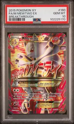 PSA 10 GEM MINT M Mewtwo EX Breakthrough Full Art Holo XY 2015 Pokemon 160/162 - Image 1