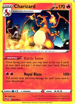 Pokemon TCG Charizard Rare SWSH04: Vivid Voltage 025/185 NM - Image 1