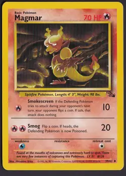 Pokemon TCG Magmar Fossil Regular Uncommon 39/62 Card Fire VLP Vintage TCG - Image 1