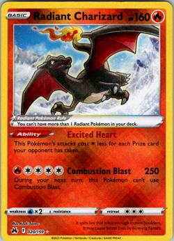 Radiant Charizard 020/159 Pokemon TCG Crown Zenith Sword & Shield Ultra Rare NM - Image 1