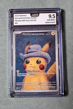 Pokemon Van Gogh Promo Pikachu with Grey Felt Hat / AOG 9.5 / PSA 10 U / NM - Image 1