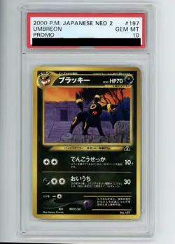 2000 Pokemon Neo 2 Umbreon 197 Japanese Promo PSA 10 GEM - Image 1