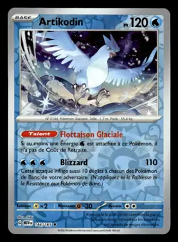 Carte Pokemon ARTIKODIN 144/165 HOLO REVERSE EV3.5 MEW 151 FR - Image 1