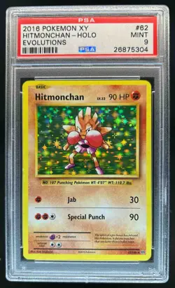 2016 Pokemon XY Evolutions Hitmonchan Holo Rare #62/108 PSA 9 - Image 1