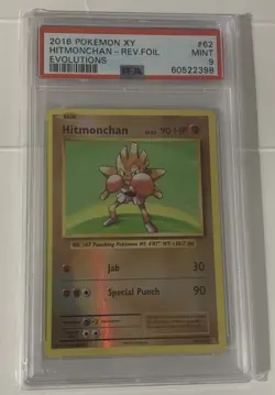 2016 Pokemon XY Evolutions Hitmonchan Reverse Holo #62/108 PSA 9 Mint - Image 1