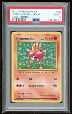 2016 HITMONCHAN HOLO XY EVOLUTIONS PSA 9 MINT #62/113 POKEMON CARD TCG WOTC - Image 1