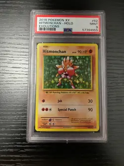2016 Pokemon XY Evolutions #62 Hitmonchan - Holo PSA 9 MINT - Image 1