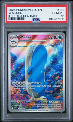 2025 POKEMON JTG EN-JOURNEY TOGETHER ILLUSTRATION RARE #162 WAILORD PSA 10 - Image 1