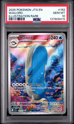 2025 POKEMON JTG EN-JOURNEY TOGETHER ILLUSTRATION RARE #162 WAILORD PSA 10 - Image 1
