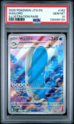 2025 POKEMON JTG EN-JOURNEY TOGETHER ILLUSTRATION RARE #162 WAILORD PSA 10 - Image 1