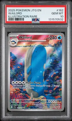 2025 POKEMON JTG EN-JOURNEY TOGETHER ILLUSTRATION RARE #162 WAILORD PSA 10 - Image 1
