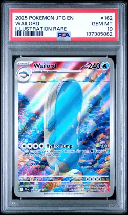 2025 POKEMON JTG EN-JOURNEY TOGETHER ILLUSTRATION RARE #162 WAILORD PSA 10 - Image 1