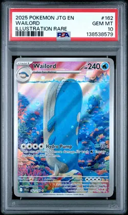 2025 POKEMON JTG EN-JOURNEY TOGETHER ILLUSTRATION RARE #162 WAILORD PSA 10 - Image 1