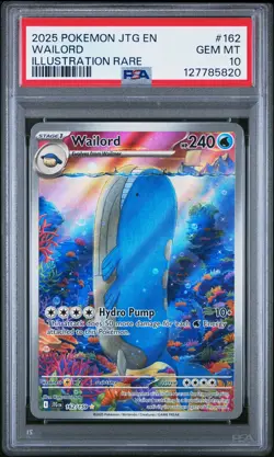 2025 POKEMON JTG EN-JOURNEY TOGETHER ILLUSTRATION RARE #162 WAILORD PSA 10 - Image 1