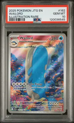 2025 POKEMON JTG EN-JOURNEY TOGETHER ILLUSTRATION RARE #162 WAILORD PSA 10 - Image 1