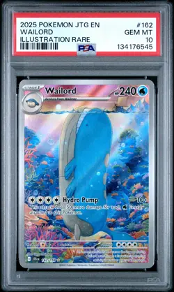 2025 POKEMON JTG EN-JOURNEY TOGETHER ILLUSTRATION RARE #162 WAILORD PSA 10 - Image 1