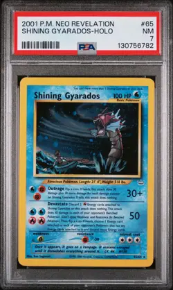 2001 POKEMON NEO REVELATION #65 SHINING GYARADOS-HOLO PSA 7 - Image 1