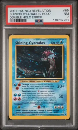 2001 POKEMON NEO REVELATION DOUBLE HOLO ERR #65 SHINING GYARADOS-HOLO PSA 7 - Image 1