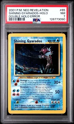 PSA 7 2001 POKEMON NEO REVELATION #65 SHINING GYARADOS-HOLO DOUBLE HOLO ERROR - Image 1