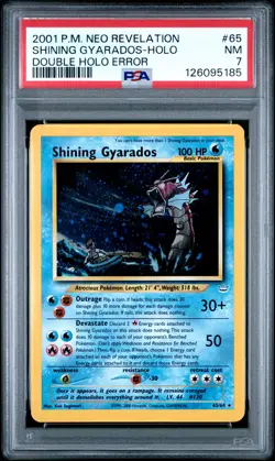 2001 POKEMON NEO REVELATION DOUBLE HOLO ERROR #65 SHINING GYARADOS-HOLO PSA 7 - Image 1