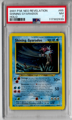 2001 Pokemon Shining Gyarados Holo Rare 65/64 Neo Revelation PSA 7 NEAR MINT - Image 1