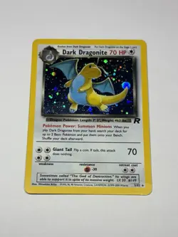 Pokemon Dark Dragonite Holo Rare TCG Card 5/82 Team Rocket Stepping On SWIRL MP - Image 1