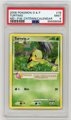 Pokemon Card Turtwig 78/100 Countdown Calendar Snowflake Promo PSA 9 MINT - Image 1