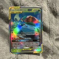 Pokemon TCG Celebi & Venusaur GX TAG TEAM Ultra Rare Holo SM-Team Up 1/181 - Image 1