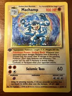 Pokemon TCG Machamp Base Set 8/102 Holo 1st Edition Holo Rare - Image 1