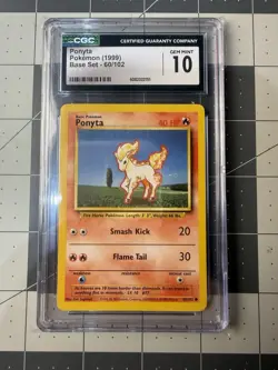 1999 Pokemon Base Set Ponyta 60/102 CGC Gem Mint 10 Vintage WOTC - Image 1