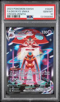 2023 POKEMON SWORD & SHIELD CROWN ZENITH #GG45 FULL ART/DEOXYS VMAX PSA 10 - Image 1